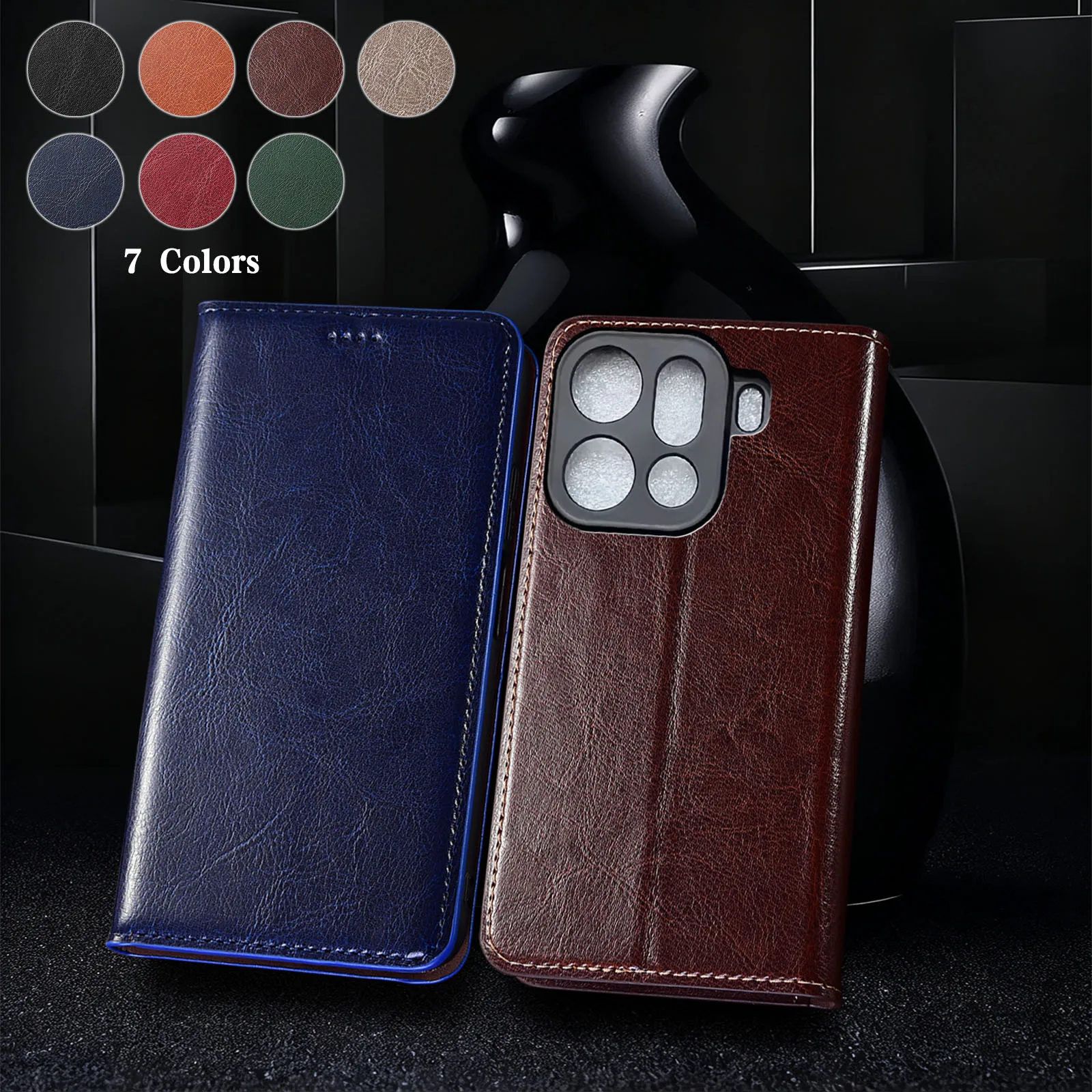 

Genuine Leather Phone Case For OPPO Find X5 X6 X7 X8 X8S X9 Pro Plus Ultra Lite Crazy Horse Pattern Of Flip Cover Case Cowhide