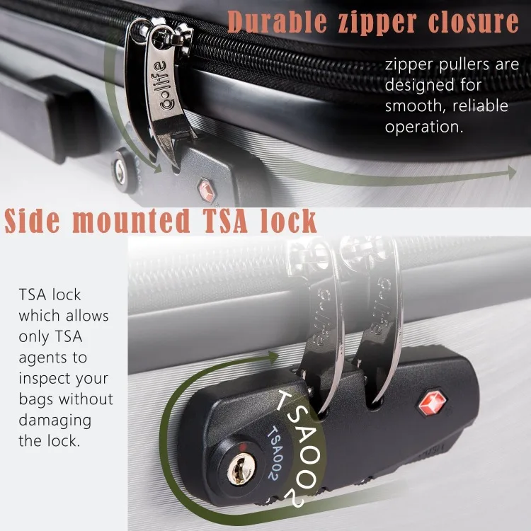 Luggage Expandable Suitcase PC+ABS 3 Piece Set with TSA Lock Spinner 20in24in28in