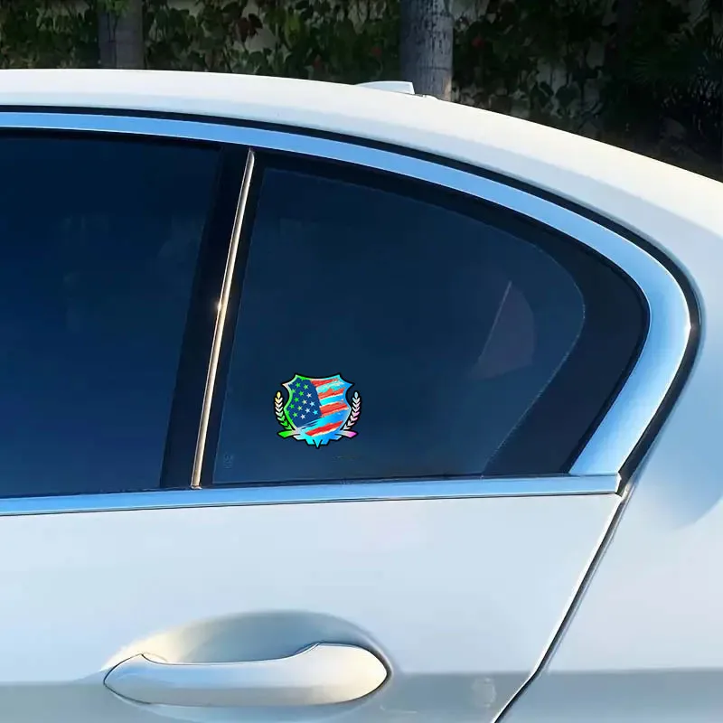

Shield design, durable polyester car,motorcycle, bicycle sticker American flag wheat ear car sticker patriotic Stars and Stripes
