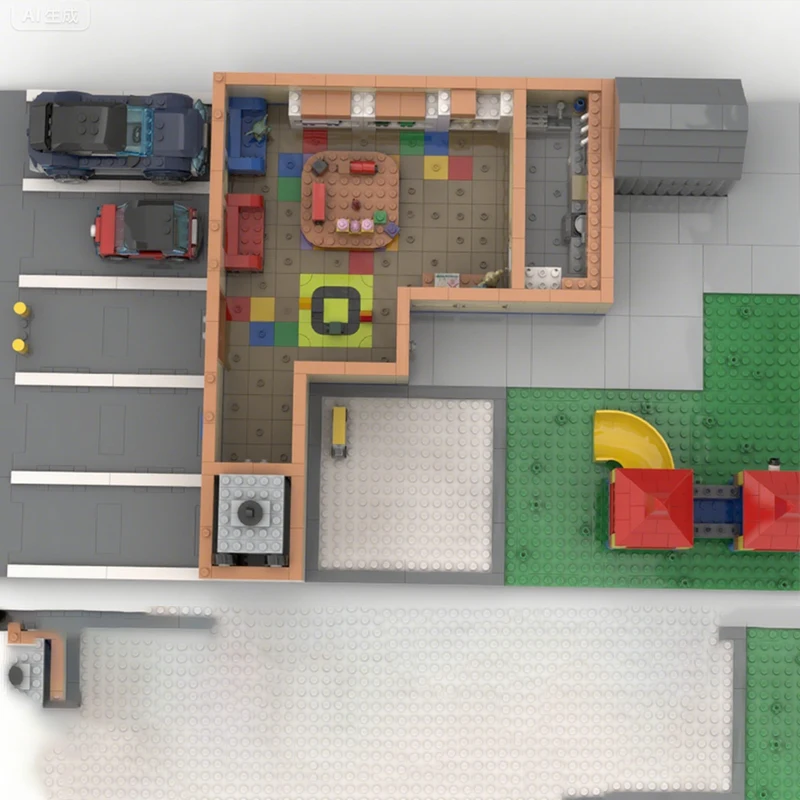 2036 MOC مركز الرعاية النهارية للمدينة واسعة تفاعلية لتقوم بها بنفسك نموذج اللبنات ألعاب عيد ميلاد هدية #3