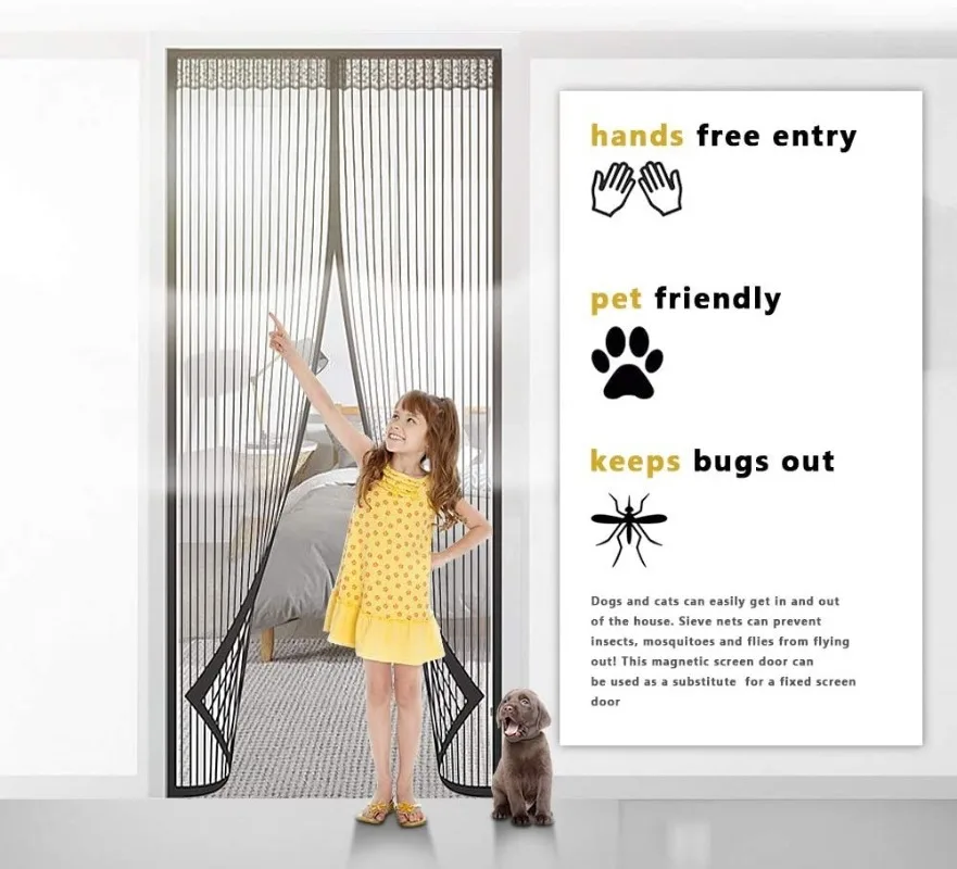 5 Sizes Basic Magnetic Mosquito Net Summer Anti Bug Fly Door Curtains Mesh Automatic Closing Door Screen Kitchen Sticker Curtain