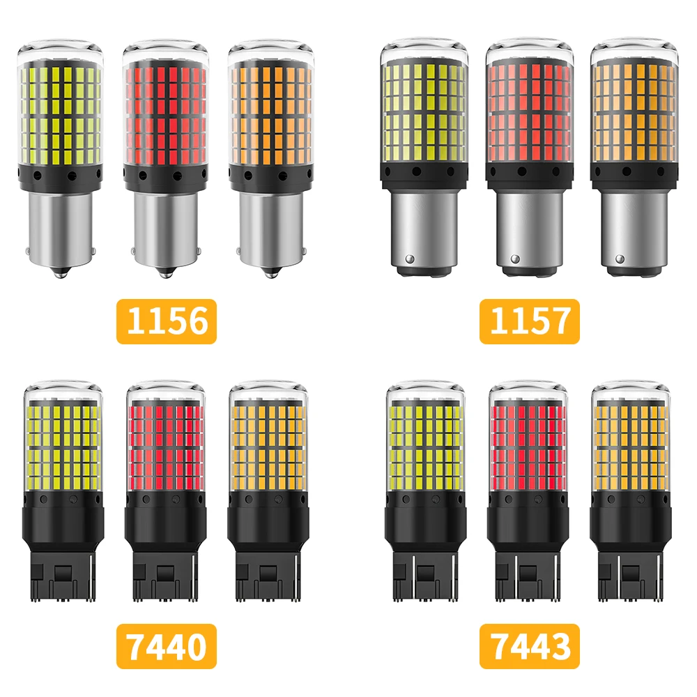 2PCS CanBus S25 1156 BA15S P21W BAU15S PY21W T20 7440 W21W LED Bulbs 3014 144smd Error Free Car Turn Signal Light Brake lamp 12v
