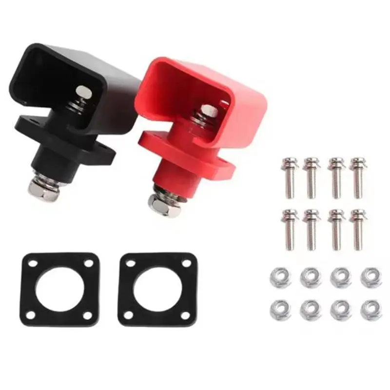 [A93Z!】 Battery Terminal Set 150A Red& Black Feed-Through, High Current Bulkhead Connectors For RV, Marine& Solar Applications S