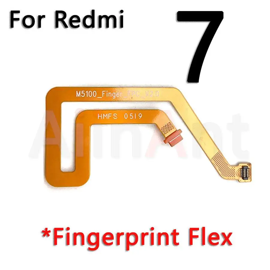 Aiinant-escáner de dedo con botón trasero, ID táctil, Cable flexible para Xiaomi Redmi Note 7 Plus Prime Pro, Sensor de huellas dactilares