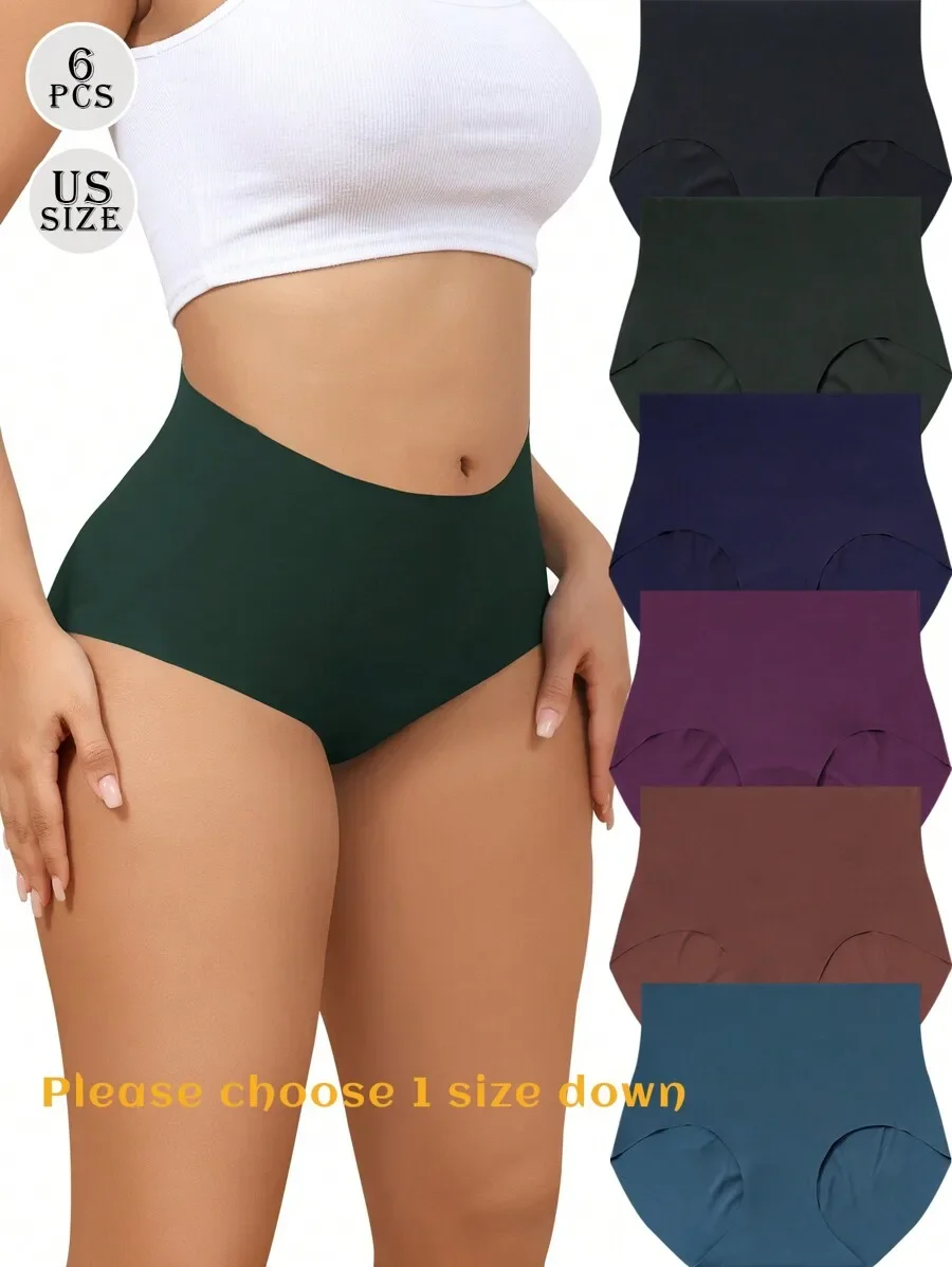 

6-Pack High-Waisted Comfortable Bikini Panties For Women Solid Color
