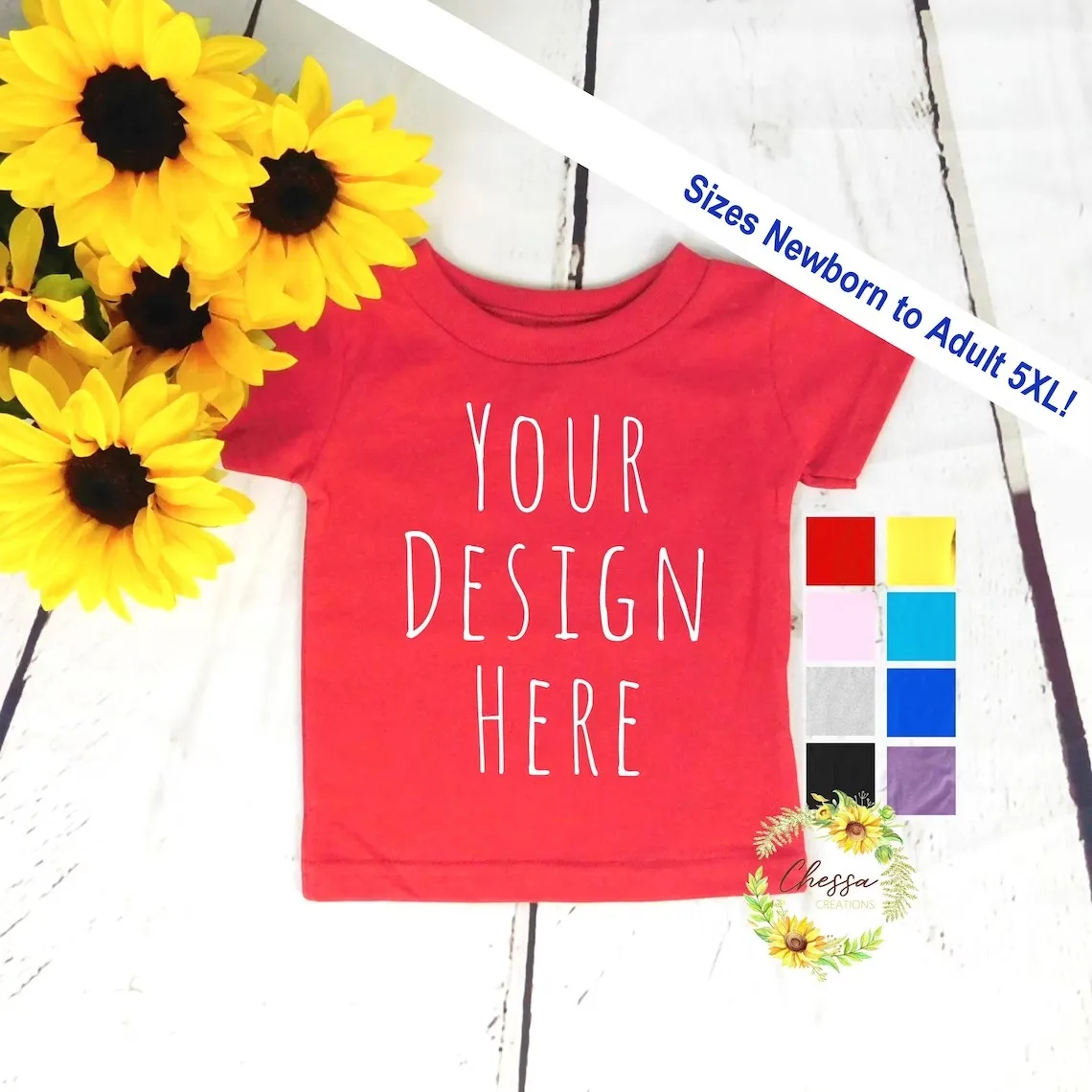 Custom Kids Shirt, Toddler T Shirt, Baby Bodysuit, Youth, Adult T-Shirt, ALL SIZES AVAILABLE!, Red, Orange, Blue, Gree, Full Col