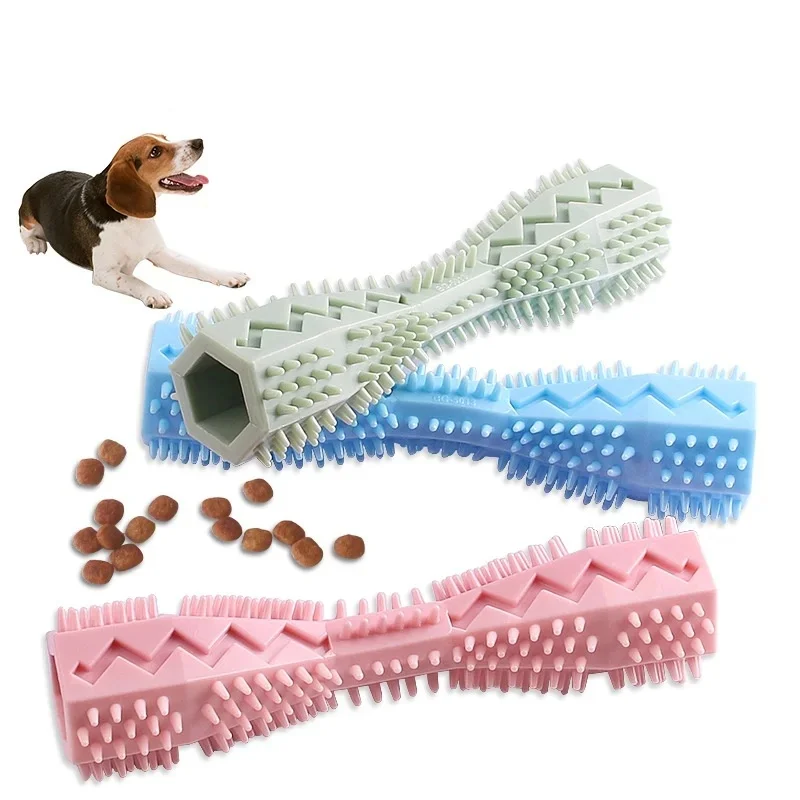 Durable Dog Chew Toy TPR Hexagonal Teething Stick Bite Resistant Pet Toothbrush for Puppy Oral Care