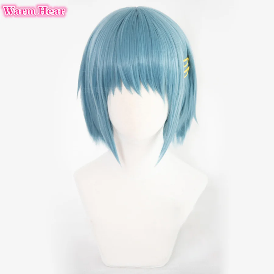 Parrucche Anime Cosplay Miki Sayaka parrucca Cosplay parrucche corte blu Sayaka parrucche resistenti al calore con forcina + cappuccio per parrucca