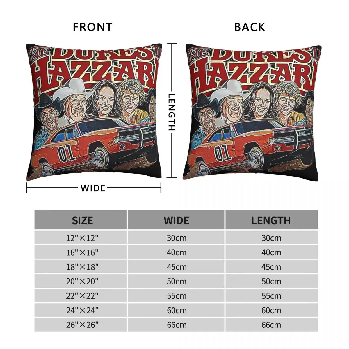Dukes Of Hazzard And General Lee Pillowcase Polyester Linen Velvet Creative Zip Decor Throw Pillow Case Room Cushion Cover 45x45