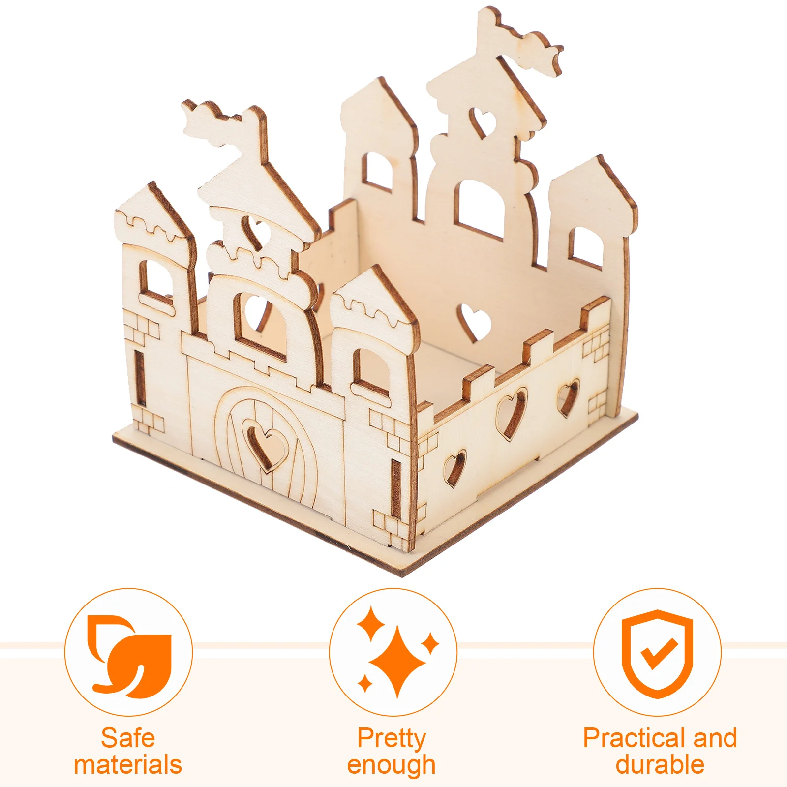

1Set DIY Wooden Castle Kids Plaything Unfinished Craft Kit for Interactive Creativity Development and Party Gifts