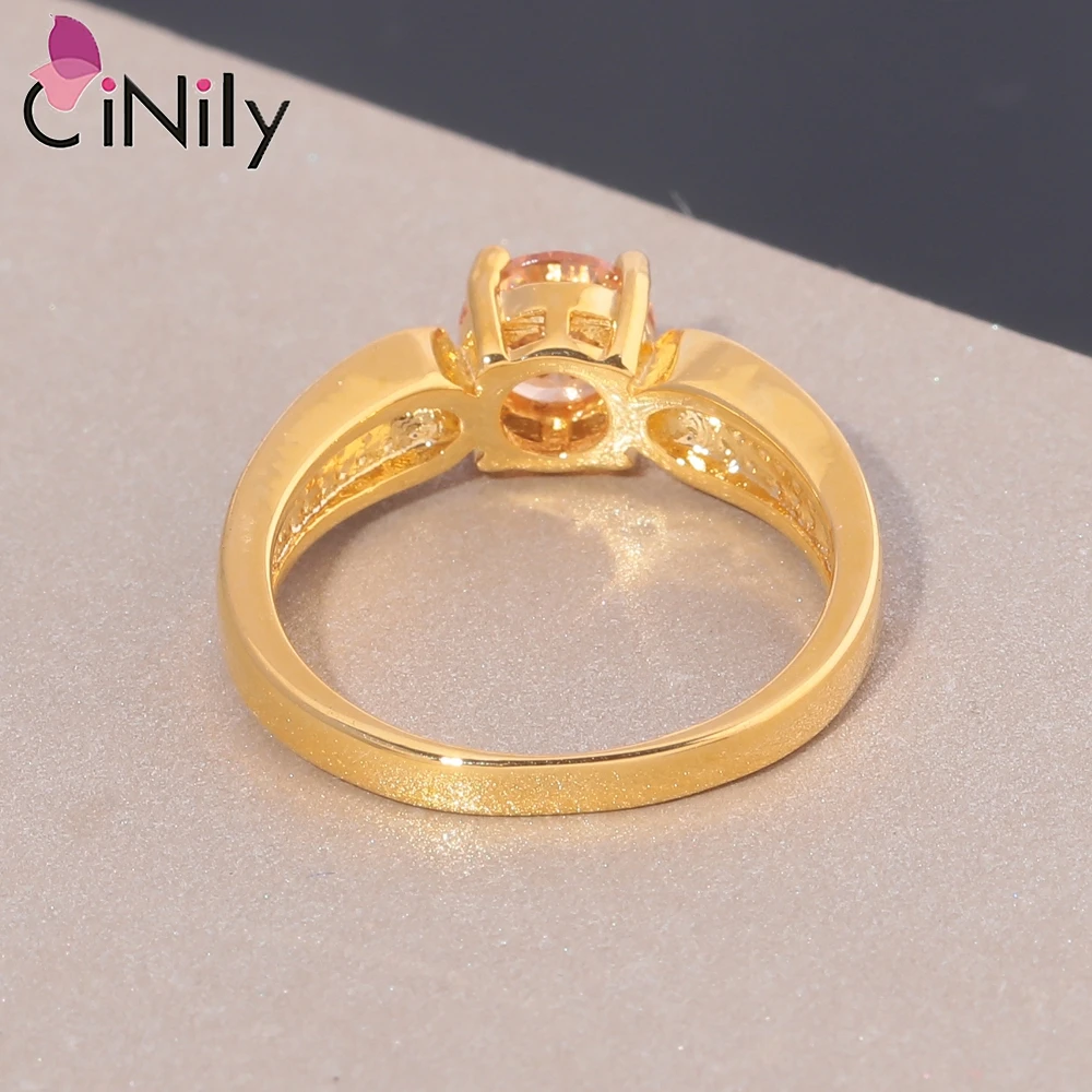 CiNily Yellow Gold Plated Blue Fire Opal Stone Rings with Orange  Zircon Ring for Woman Wedding Party Fashion Jewelry