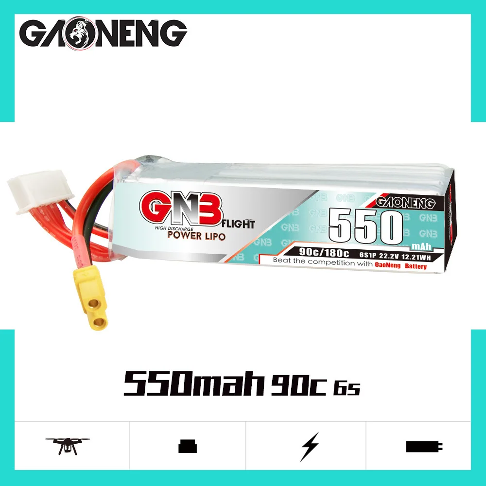 GNB LiPo Battery 2S 3S 4S 6S 7.4V 11.1V 14.8V 22.2V 550mAh 90C/MAX 180C With XT30 Plug For Quadcopter Helicopter FPV Drone Parts