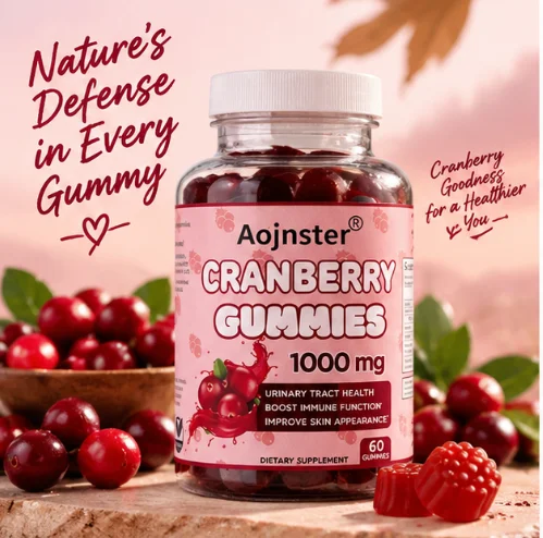 Cranberry Gummies 1000mg,Chewable Cranberry Extract Supplement for Daily Wellness,60 Gummies