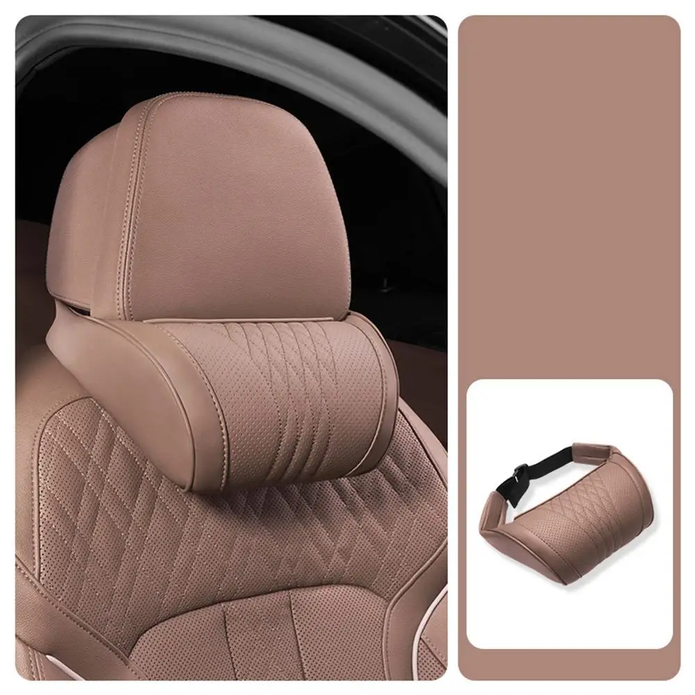 Universelles Auto-Kopfstützenkissen, atmungsaktives Leder-Nackenstützkissen für Fahrten, Reisen und Entspannung, Autozubehör – Detail 10