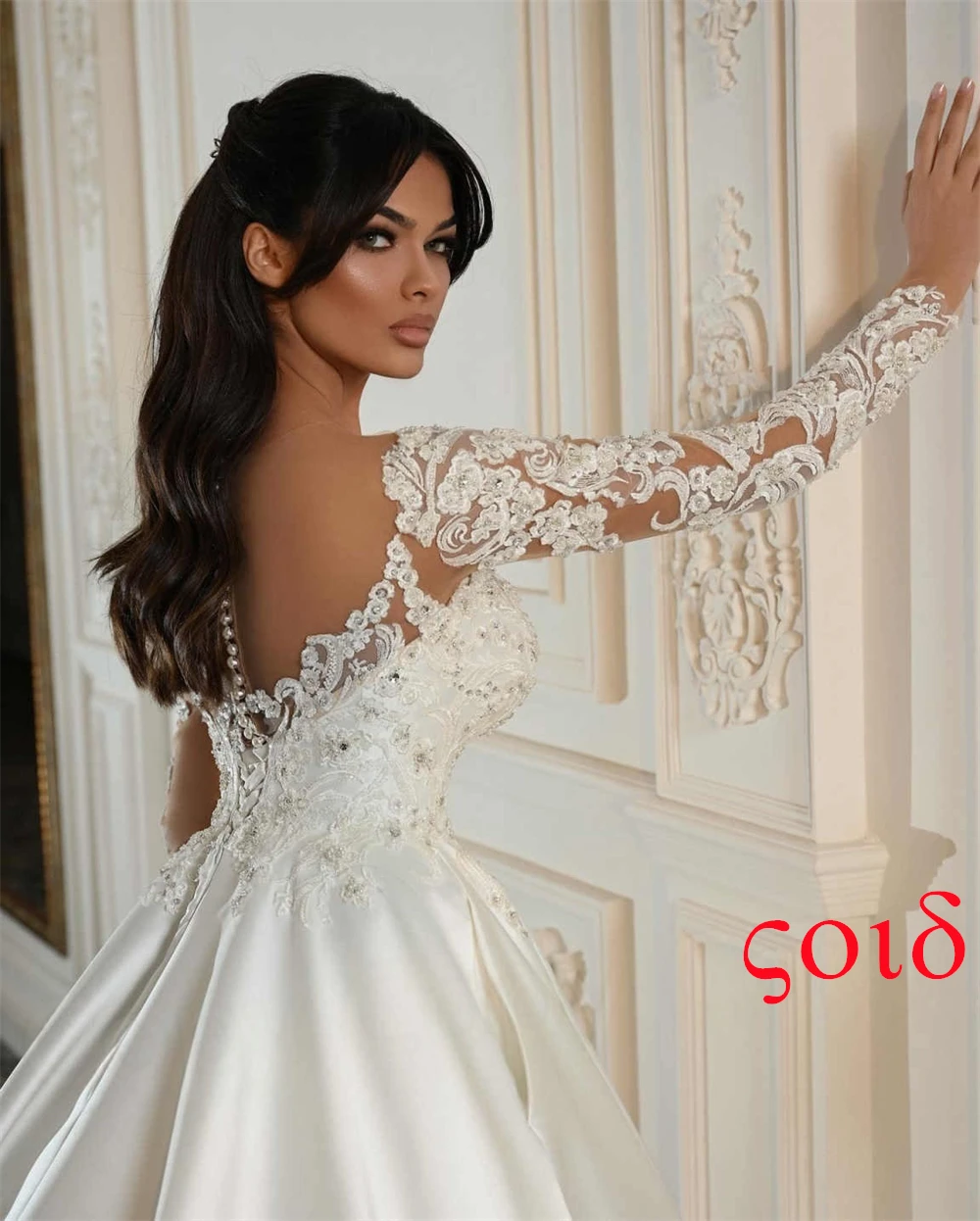 カスタマイズされたホワイトサテンアップリケウェディングパーティーAラインVネックロングドレスエレガントフォーマル絶妙な夢のような高級モダンドレス