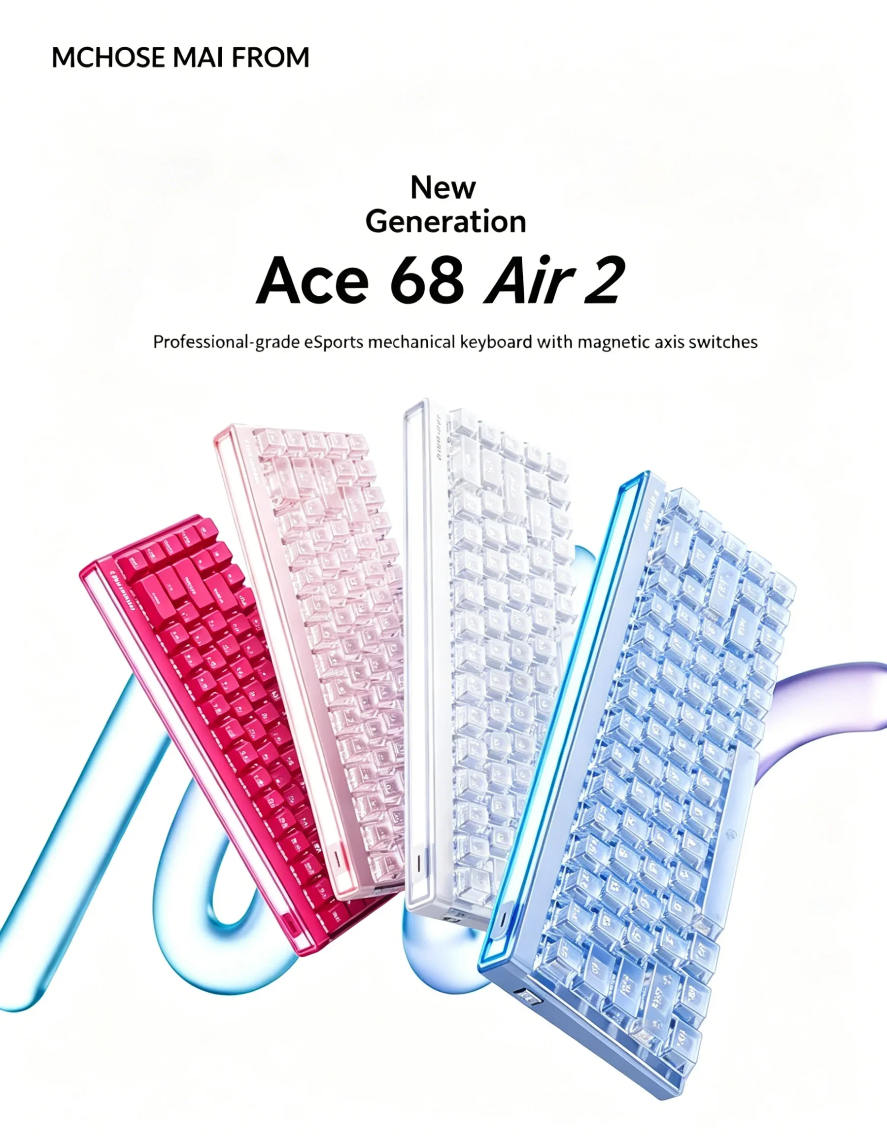 

MCHOSE Ace68 Air V2 E-Sport Gaming Keyboard Wired Magnetic Switch 8K 0.08ms 0.001mm Dynamic Calibration Low Latency for Valorant