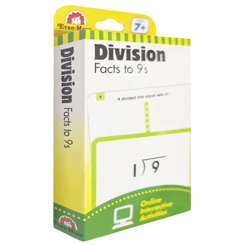 Evan-Moor Flashcards: Division Facts to 9s, edad 7 8 9 10, libro de tarjetas en inglés 9781609639501