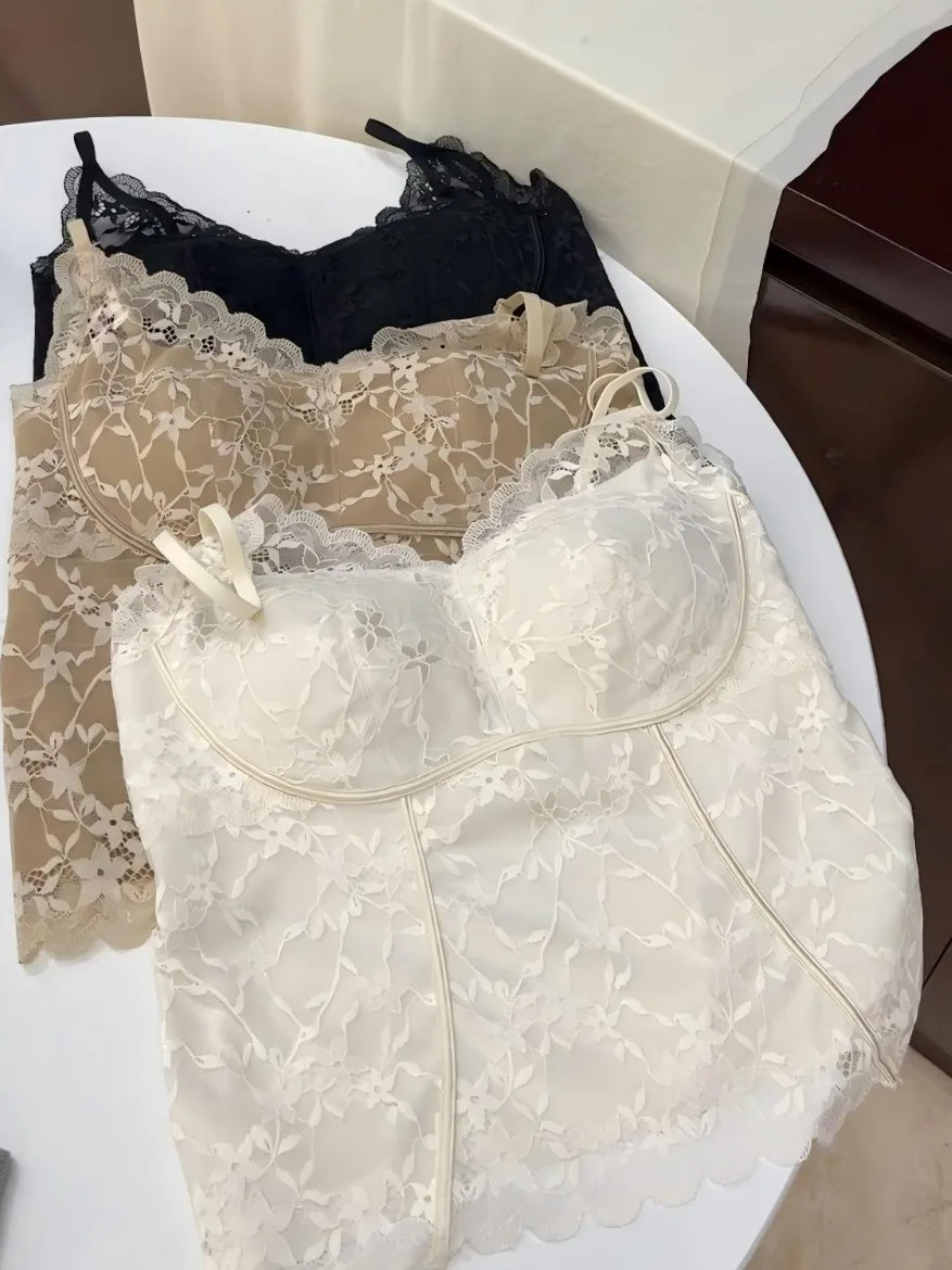 

Lace Bal Strap Vest Large Size Women's Underwear Latex Cup New Sle Can Be Worn outside Base irt Trendy