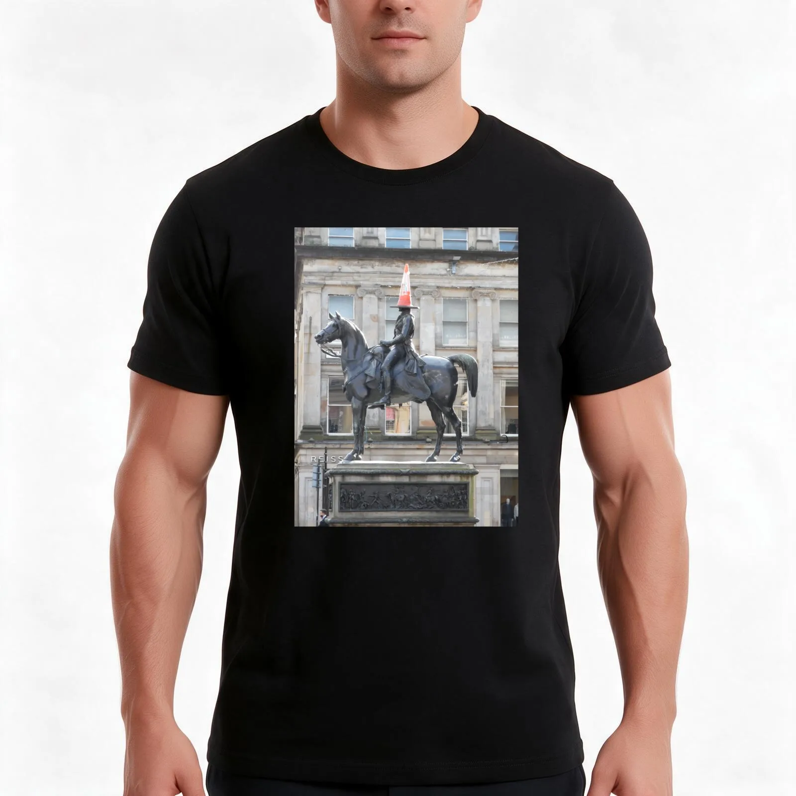 Scottish Photography Series (Vectorized) - Duke of Wellington Statue Glasgow #2 T-Shirt Summer Casual Cotton Tee 100% Cotton