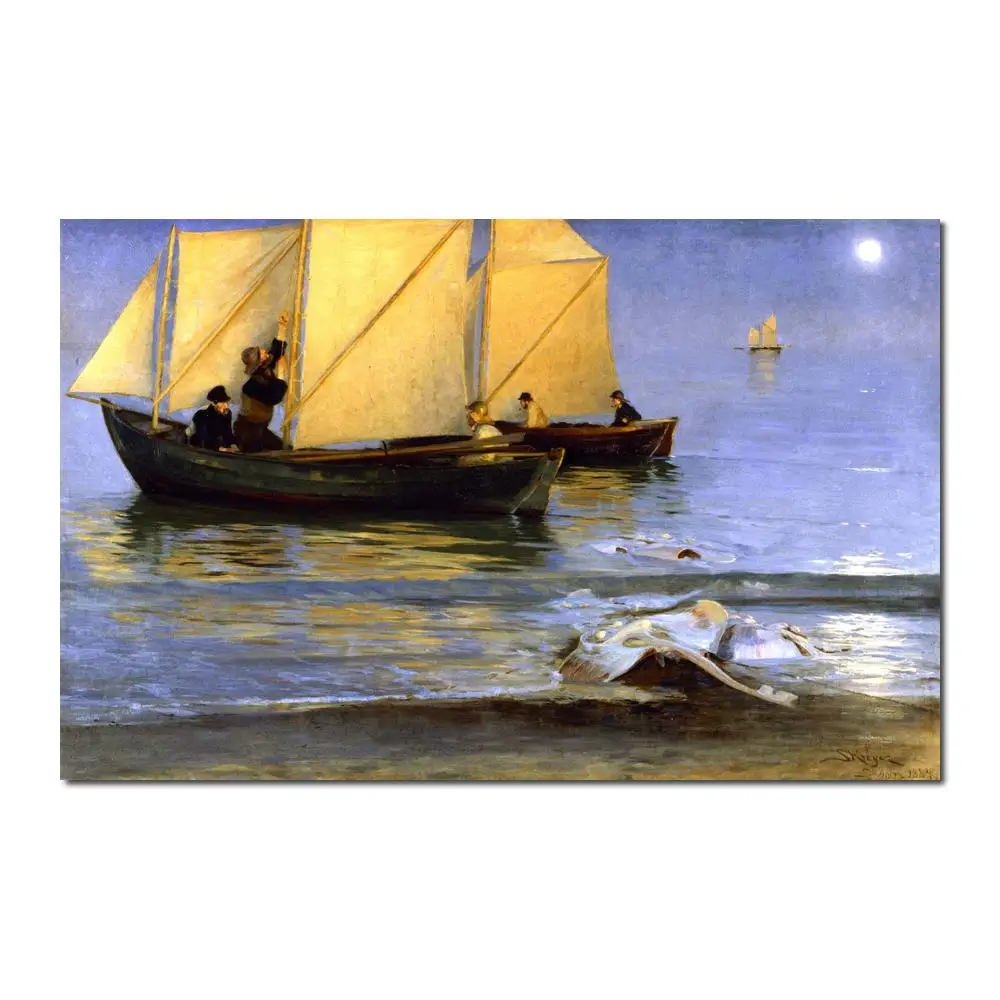 

High quality Fishing Boats 1884 by Peter Severin Kroyer oil painting on canvas Portrait Landscape Art Hand painted