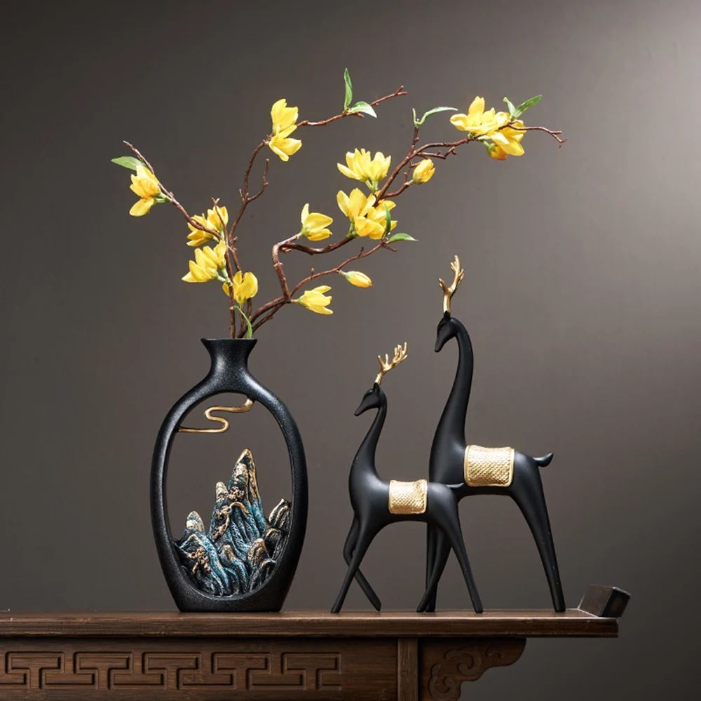 Creativity Japanese Style Feng Shui Wealth Vase Office Living Room Desktop Decoration Vases for Home Decor Accessories Art Gift