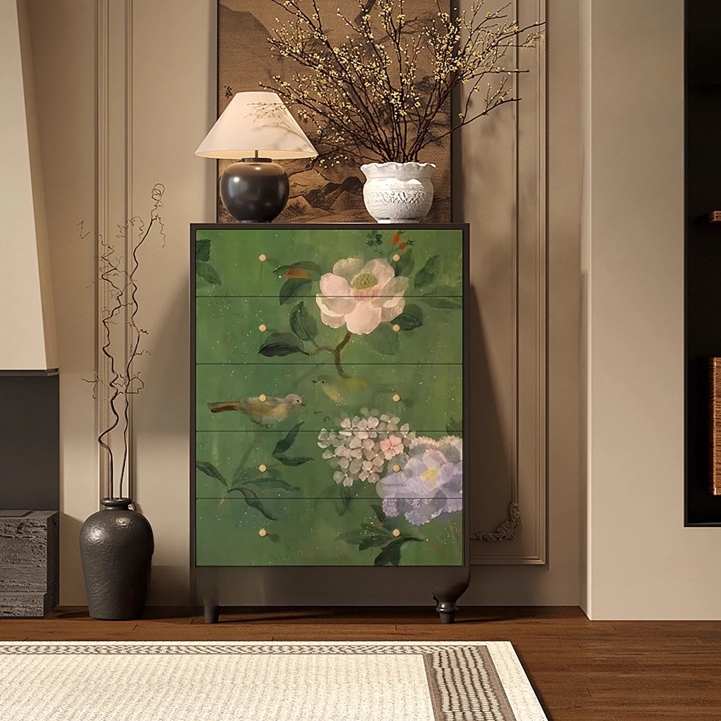 wood chest of drawers, bedroom, living room, small apartment, installation-free storage cabinet, household side cabinet