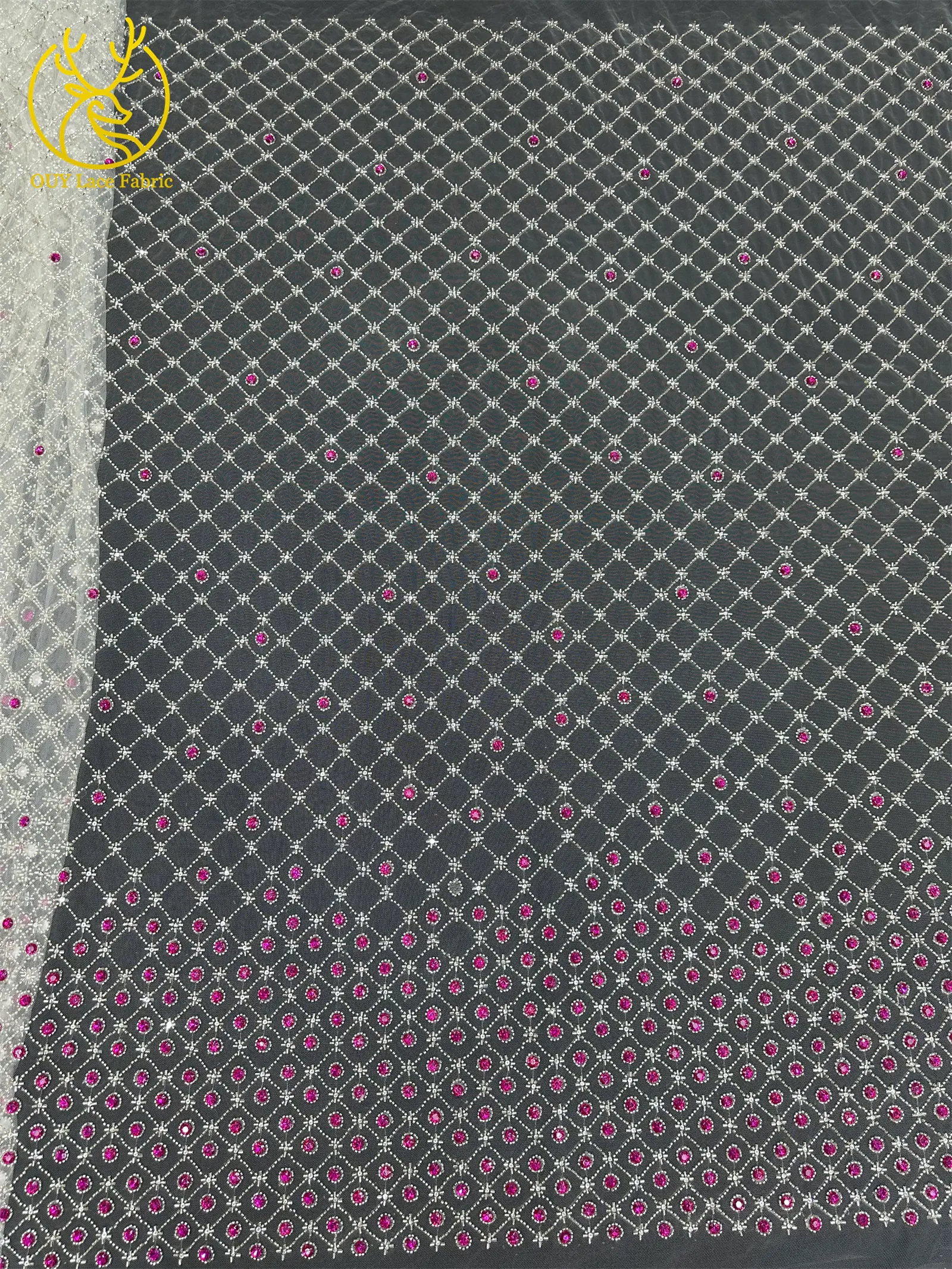 Smaragdgrüner Afrikanischer Tüll mit Perlen, Hochwertige Französische Pailletten-Spitze, Nigerianischer Mesh-Tüll für Hochzeitskleider – Detail 10