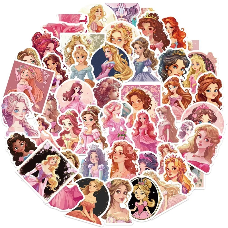 10/30/50PCS Pink European Princess PVC Sticker Aesthetic Decoration Scrapbooking Stationery Hand Accounting Supplies for Kids