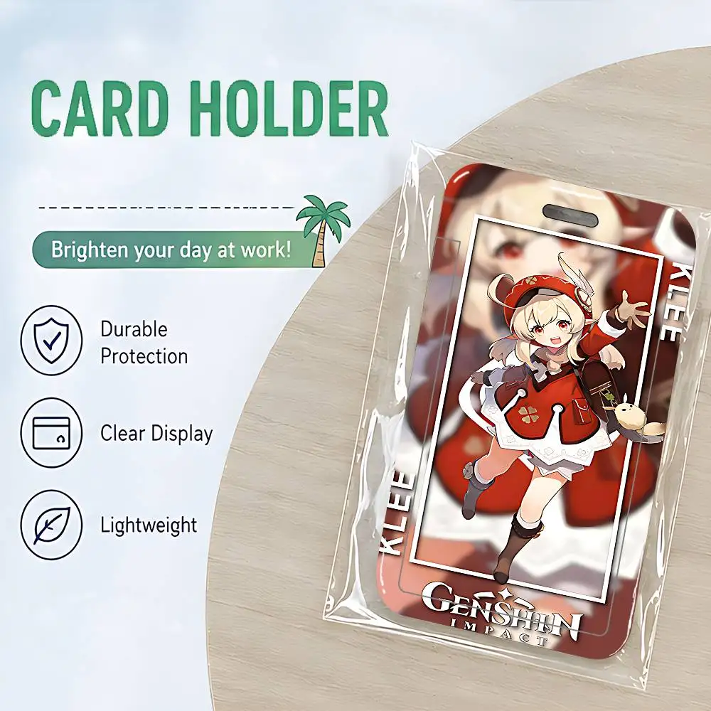 Genshin Impact Game ID Card Holder Cute PVC Badge Holder Cartoon Card Cover Student ID Bus Card Case With Clear Window