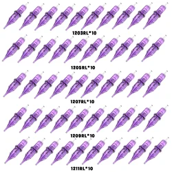 50PCS Mixed Tattoo Cartridge Needles 3 5 7 9 11 RS #10 0.3mm Sterilized Safety Tattoo Needles For Eyebrows Lip Permanent Makeup