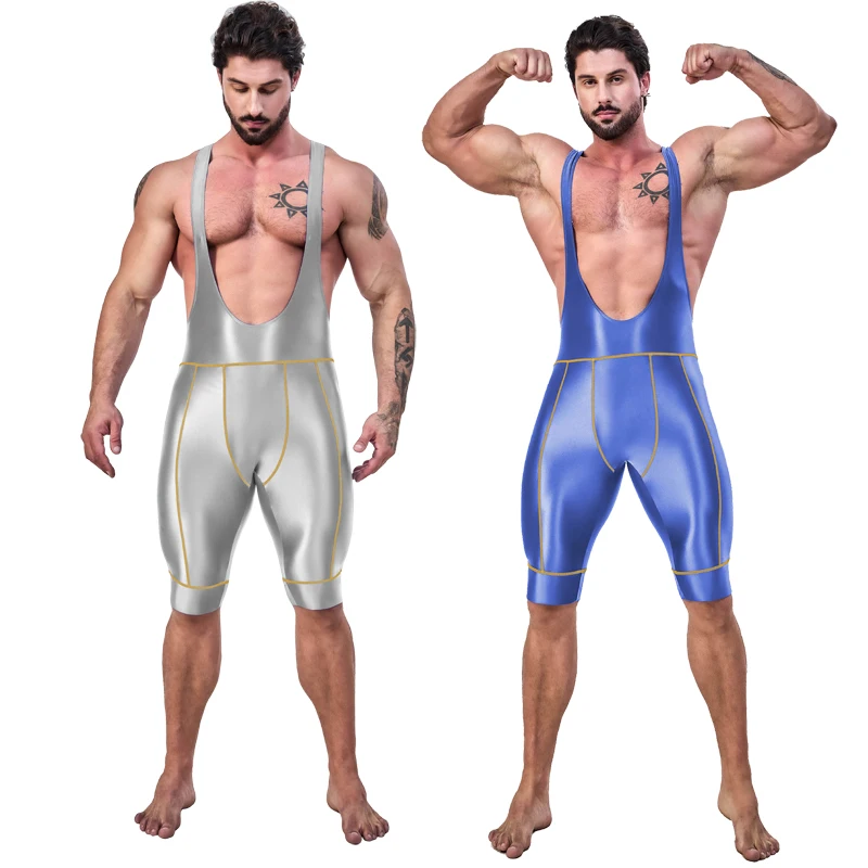 Satin glossy Cycling vest with a five part pants smooth tight running jumpsuit swimming pants Bicycle Road Shock Absorbing Bibs