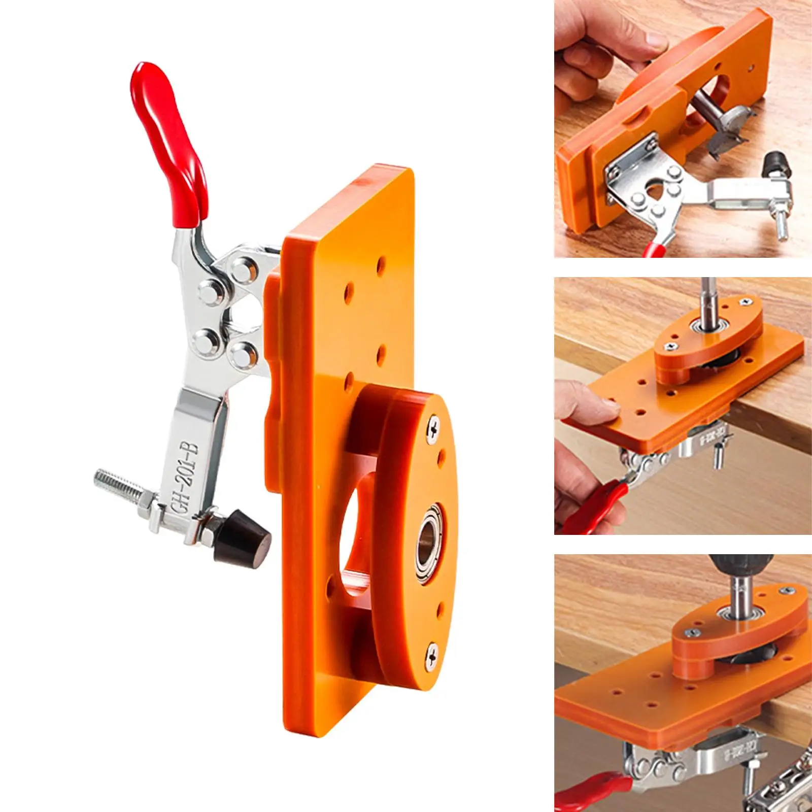 Cabinet Hinge Boring Hole Drill Guide with Fixture Hole Punch Locator Accessory 7x15cm Multifunctional Woodworking DIY Tool