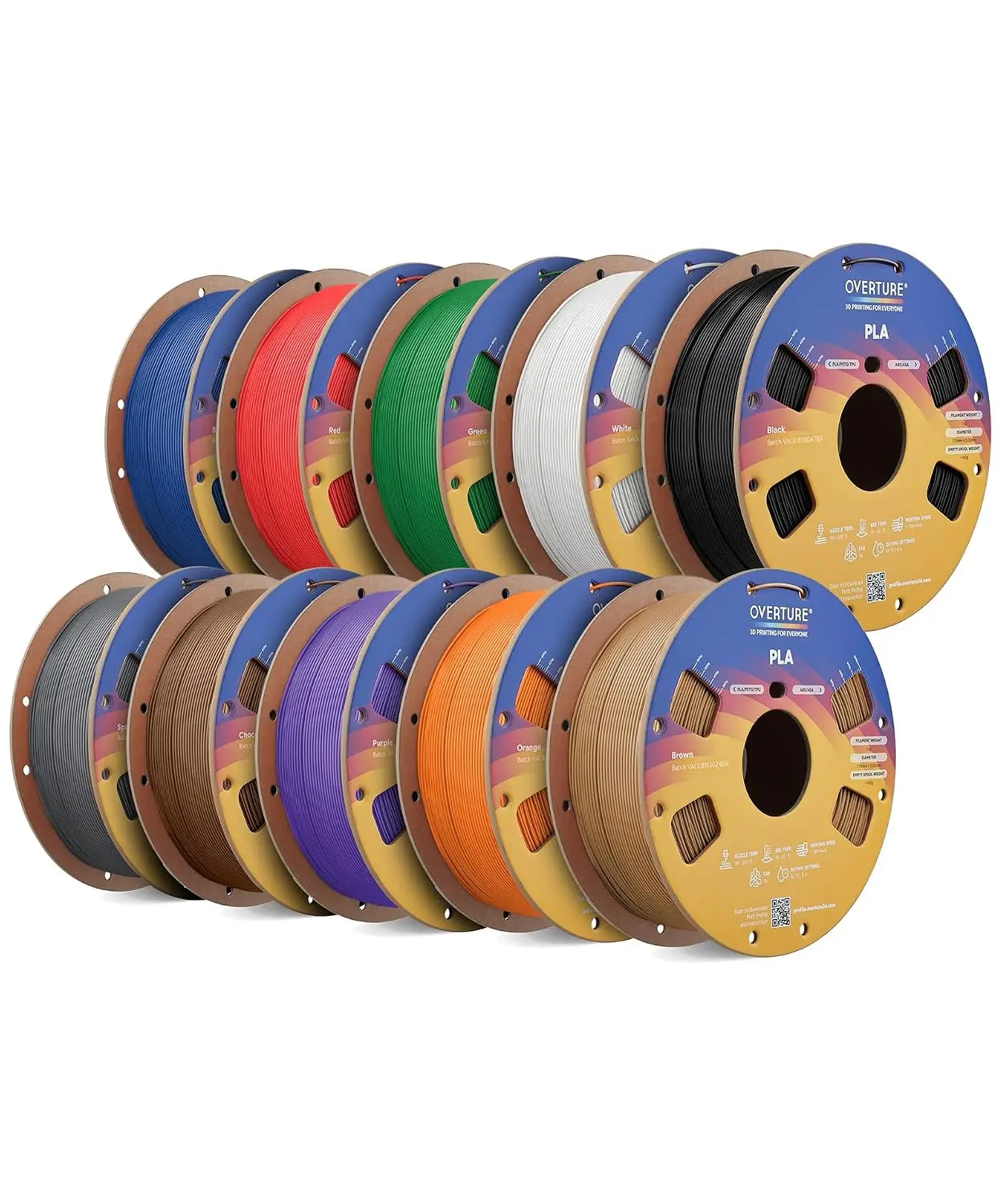 10KG Bundle High Speed PLA Filament 1.75mm 3D Printer Neatly Wound 10 Pack 1kg Spool Rapid Dimensional Accuracy +/-0.02mm Fit Mo