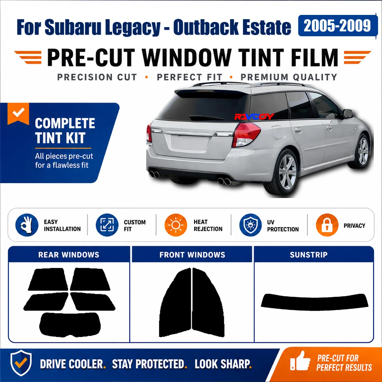 For Subaru Legacy - Outback Estate 2005-2009 Privacy Tint Film Complete Window Vehicle Sun Shade