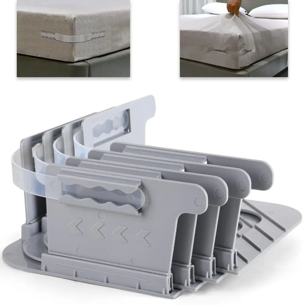 4PCS Invisible Bed Sheet Holder Locking Removable Mattress Gripper Fabric Safe with Lock Strips Bed Sheet Clip Quilt Fixing Tool