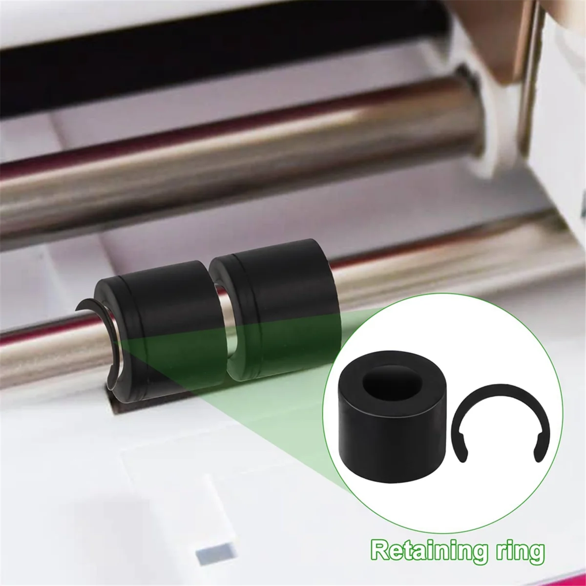 8Pcs Retaining Clip Rings for Cricut Maker and 8Pcs Rubber Roller Replacement, Keep Rubber From Moving