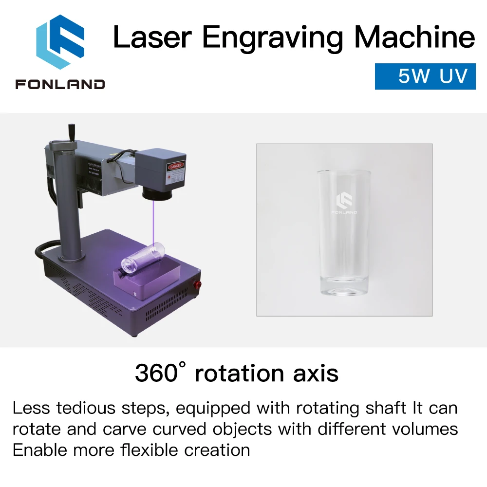 Fonland 5W UV Universal Laser Marking Engraver Machine Fiber 355nm Engraving Machine for Glass Wood PVC Steel All Material