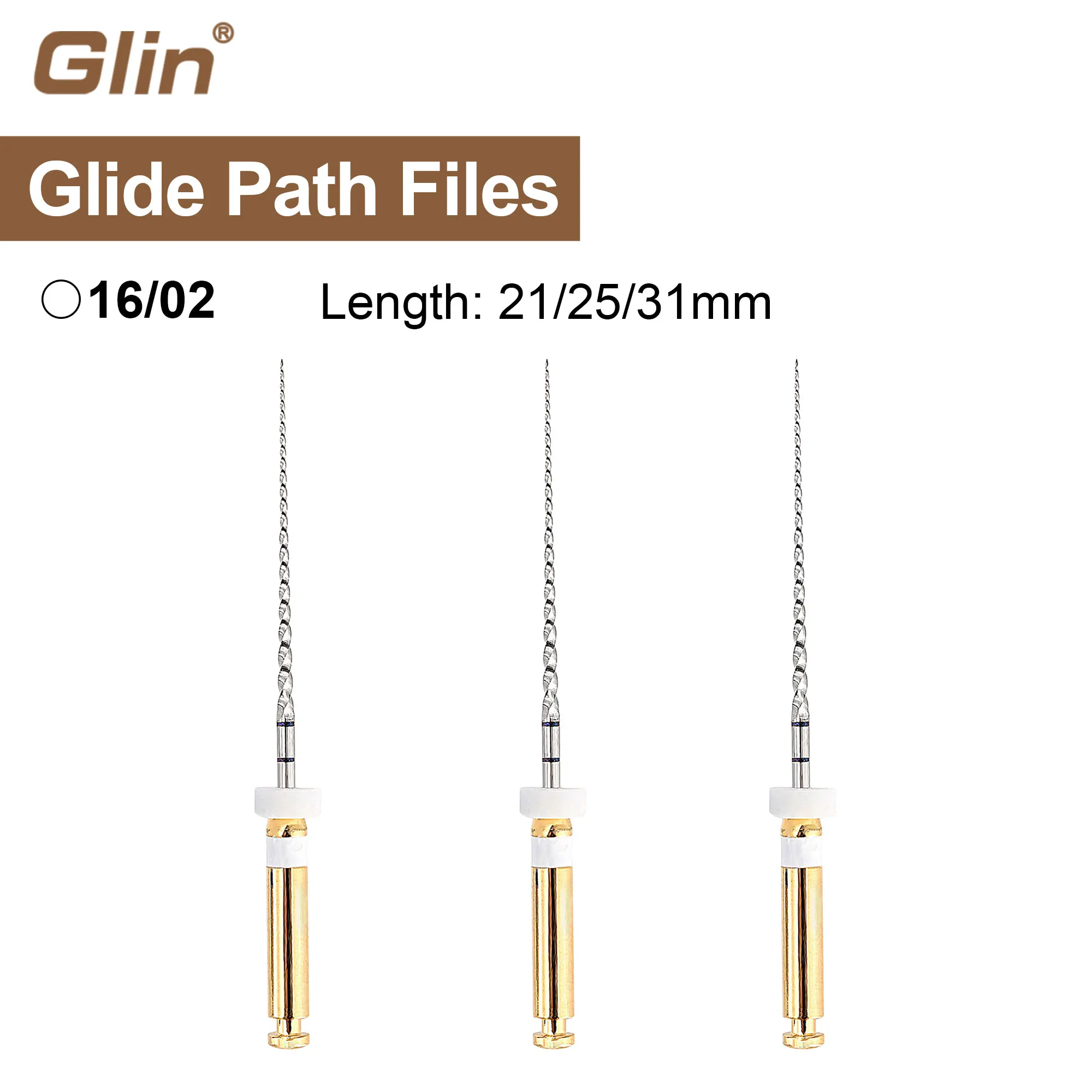 Glin Dental Endodontic Files 16/02 Glide Path Files 21/25mm Endo Rotary Files Glider Pathfinder Root Canal Materials