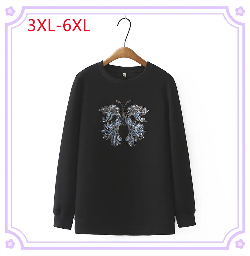 

New 2025 Ladies Spring Autumn Plus Size Tops For Women Large Size Long Sleeve O-neck Print Hoodie Coat 3XL 4XL 5XL 6XL
