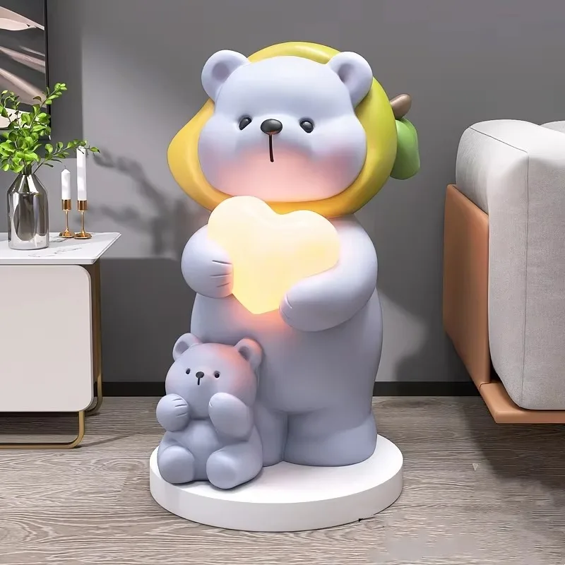 High Quality Cure Bears Large Landing Home Decoration Living Room Bedroom Children Room Bluetooth Led Lamp Sculpture Ornaments