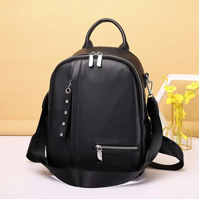 trendy-genuine-leather-women's-fashion-cowhide-travel-backpack-multifunction-shoulder-casual-student-school-bag