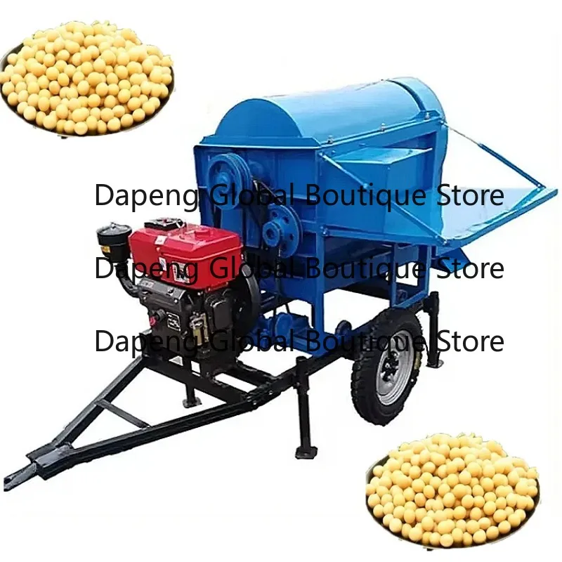 Multi Grain Automatic Threshing Husking Equipment Bean Wheat Soybean Farm Processing Machine