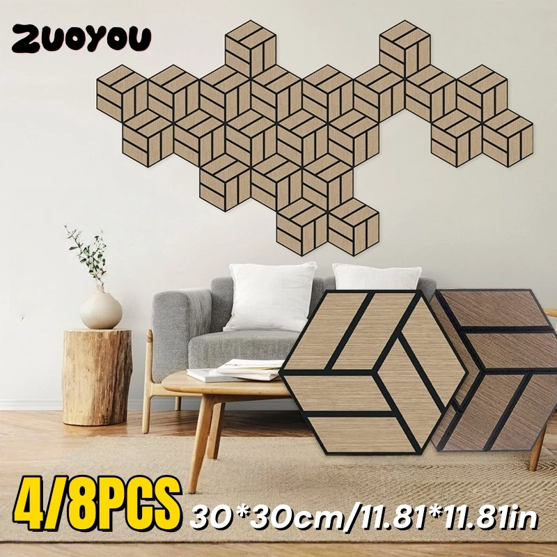 

4/8PCS Self-adhesive Acoustic Panels Hexagon Sound Absorbing Soundproof Wall Panels To Absorb Noise Sound Proofing Wall Stickers
