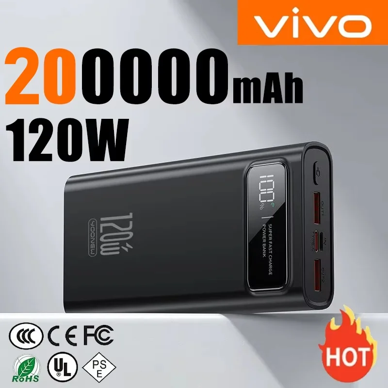 VIVO 3C Certification 200000mAh haute capacit 120W charge Super rapide batterie externe affichage batterie externe pour Iphone Xiaomi