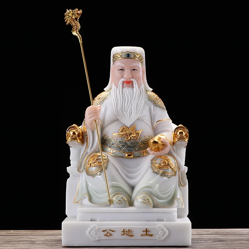 2PCS Southeast Asian God of Wealth High grade Jade TU DI GONG TU DI PO worship Gods Buddha statue HOME shrine altar protection