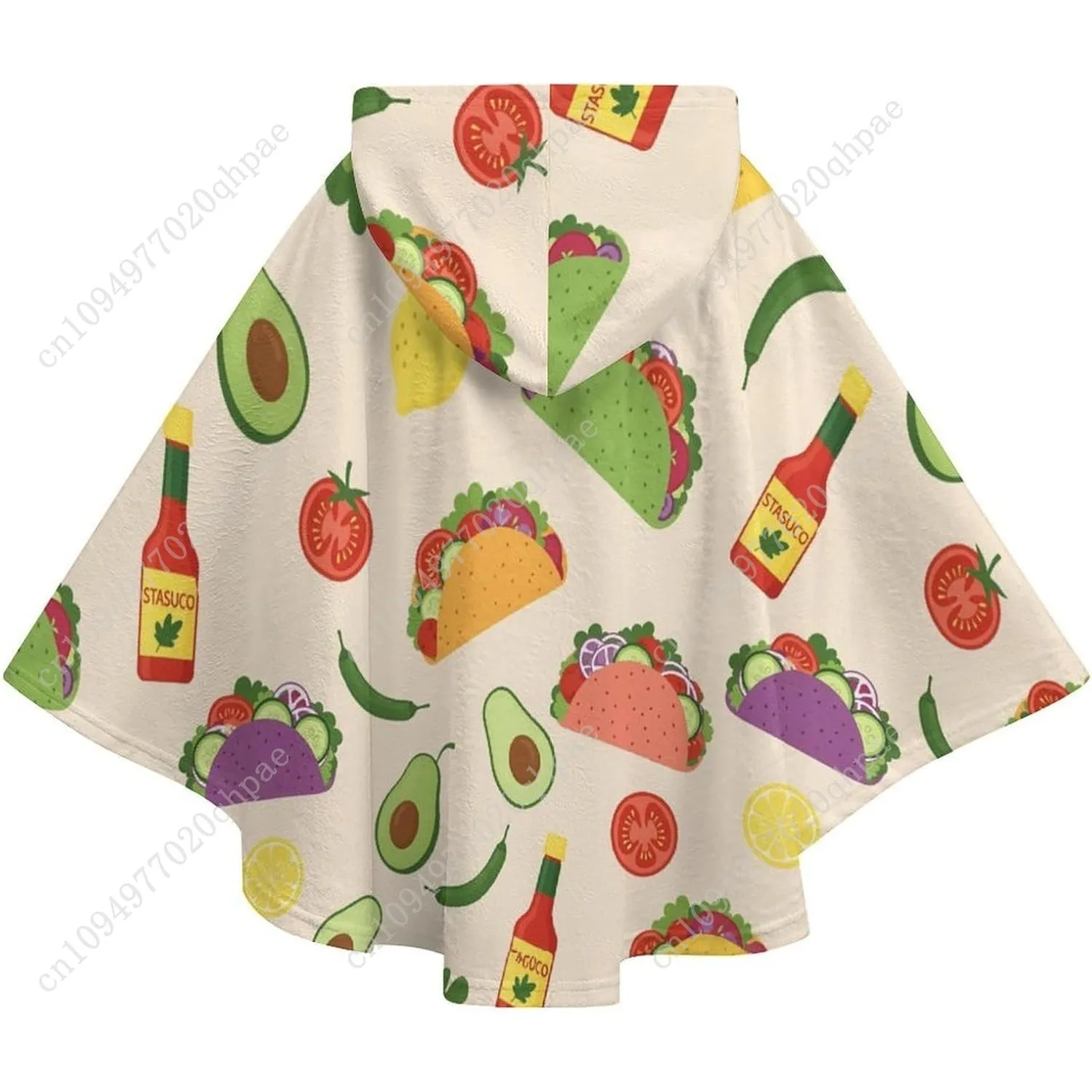 سترة بطانية مريحة من الفلانيل، نمط تاكو مع مكونات، هوديي كبير الحجم مع جيوب للأطفال والمراهقين #6