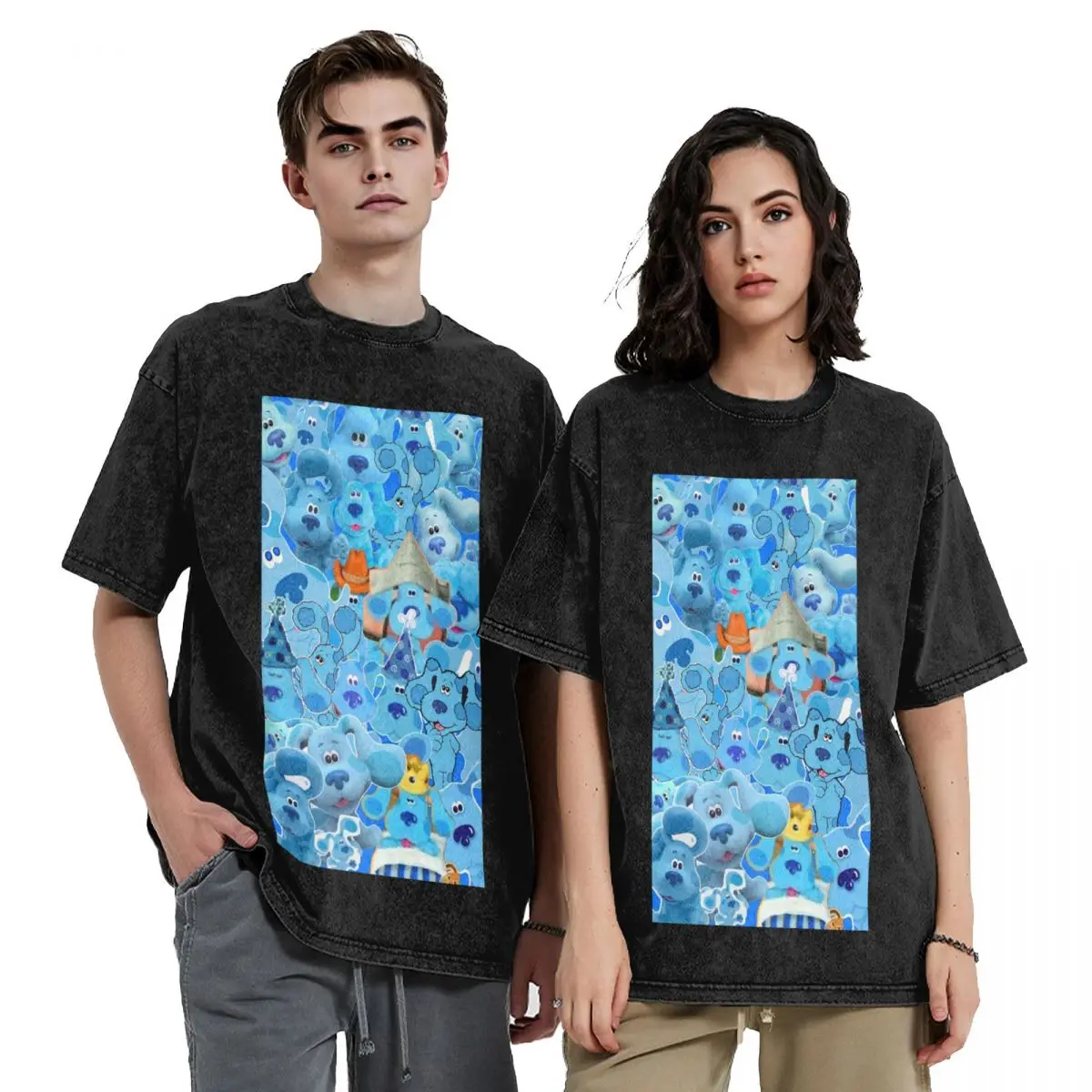 T-shirts à manches courtes Blue's Clues Blue Dog Cartoon Hip Hop, hauts décontractés, streetwear, t-shirts imprimés pour hommes et femmes