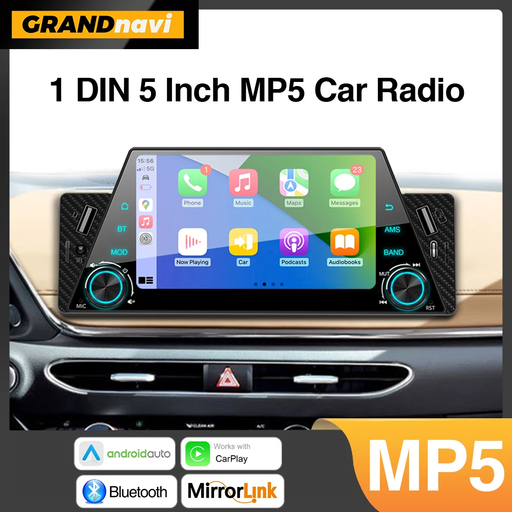 

1din Car Carplay Android Auto Car Multimedia Player With Auto Navigation Display Mirrorlink 5inch MP5 Player BT/FM