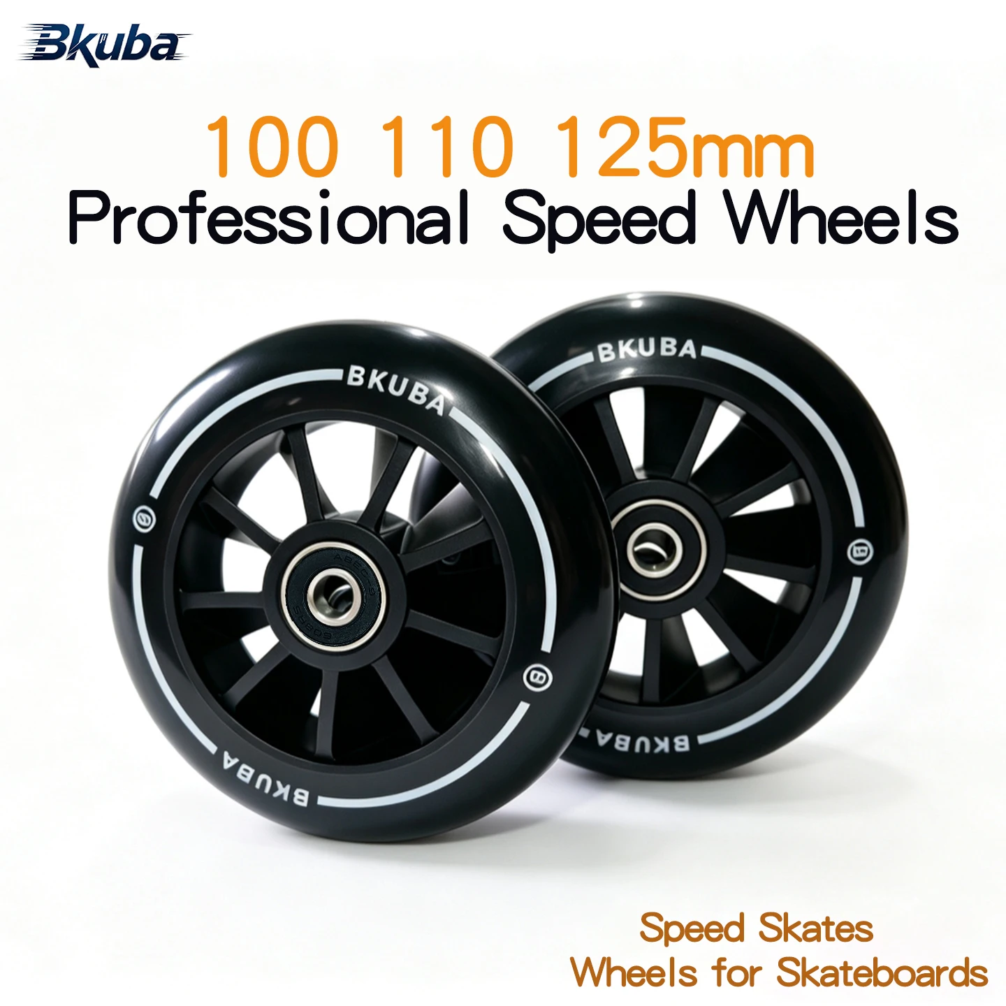100/110/125mm Inline Speed Skate Wheels PU Replacement Wheel With ABEC‑9 Bearings Plastic Hub