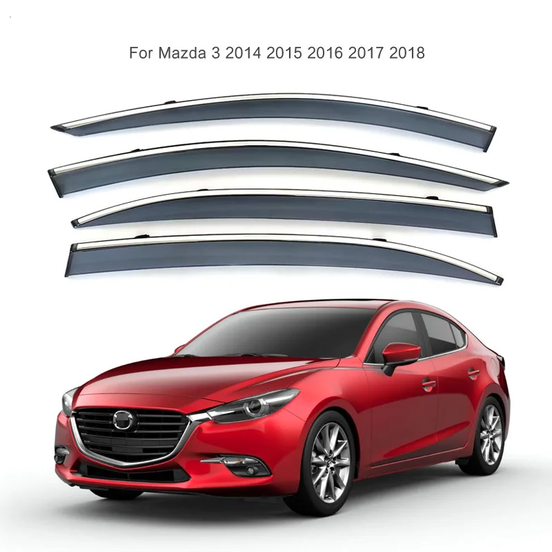 

For Mazda 3 Axela 3 2014--2018 Window Visors Car Rain Guards Wind Deflectors Sun Vent Shade Auto Exterior Accessories